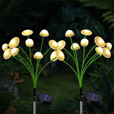 Lampe Solaire Méduse - 8 LED - Éclairage Extérieur Jardin Patio Arbustes - Blanc Chaud - 2 Pièces (1/5)