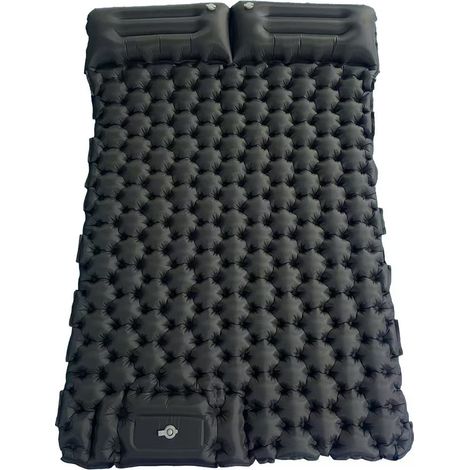 Matelas de camping autogonflant : matelas gonflable une place épais et léger, connectable - Matelas de couchage double noir parfait (1/5)