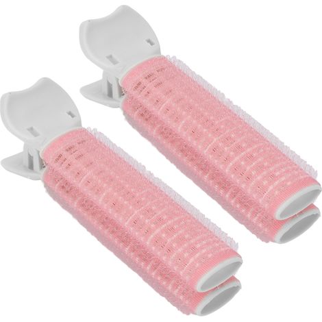 Lot de 2 bigoudis volumateurs portables à pince pour cheveux, outils de coiffure pour frange et volume, pour femmes et filles (rose). (1/5)
