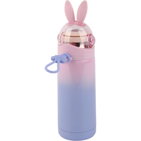 Bouteille isotherme portable en forme de lapin mignon, pour thé, café ou eau chaude, violette (1/5)