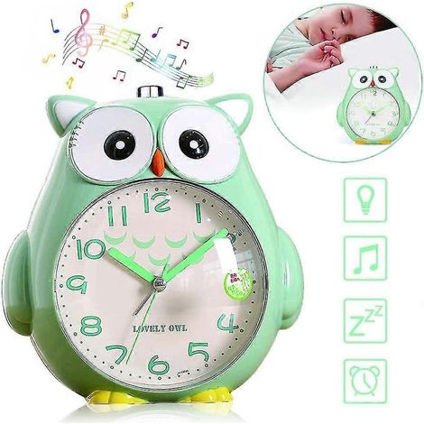 Réveil hibou pour enfants, réveil silencieux avec veilleuse, réveil avec fonction snooze et veilleuse jaune tamisée. (1/5)