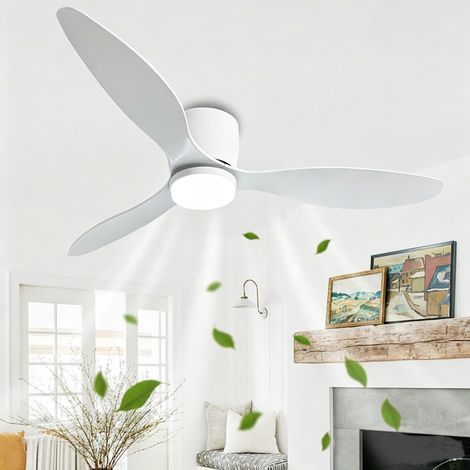 Ventilateur de plafond blanc 65 cm – Moteur DC silencieux – Lumière LED 24 W – 6 vitesses – Télécommande – 3 réglages de température (1/5)