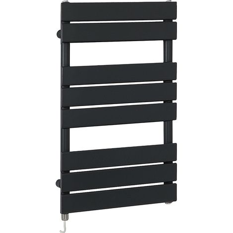 Milano Lustro Electric Black Flat Panel Heated Towel Rail Radiator with Simple Heating Element - 825mm x 450mm (1/5)