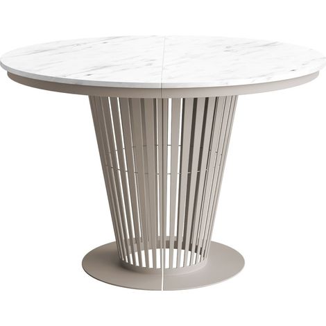 Mesa Oswego 181, Cachemira + Mármol blanco, 76x0x0cm, Alargamiento, Aglomerado laminado, Metal