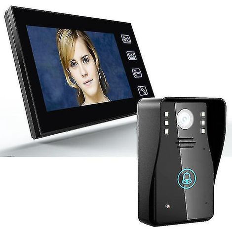 7-Zoll-Video-Türsprechanlagen-Set mit Türklingel, 1 Kamera, 2 Monitoren, Nachtsichtfunktion und 1000 TVL IR-Sperrfilter. (1/5)