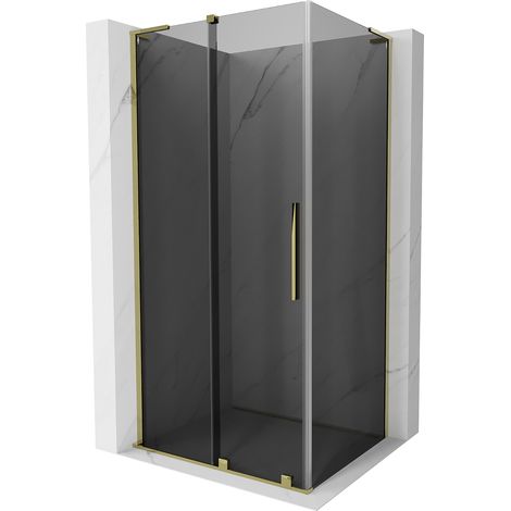 Mexen Velar L Duschkabine, verschiebbar, 100 x 90 cm, Graphit, Gold - 871-100-090-43-50 (1/5)