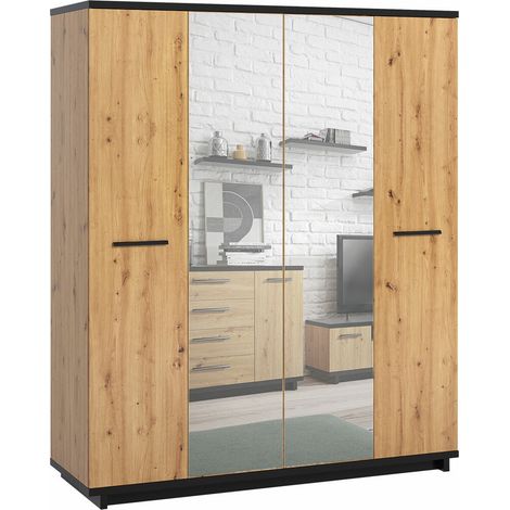 Armario Morlira 108 , 215x180x60cm, Puertas de armario: Con bisagras, Número de estantes: 7