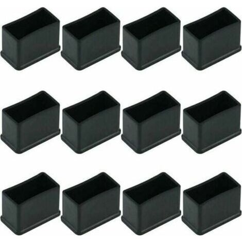 ZVD-Paquete de 12 tapas protectoras rectangulares de fieltro de goma para patas de mesa o silla - Negro, 15 x 30 mm. (1/4)
