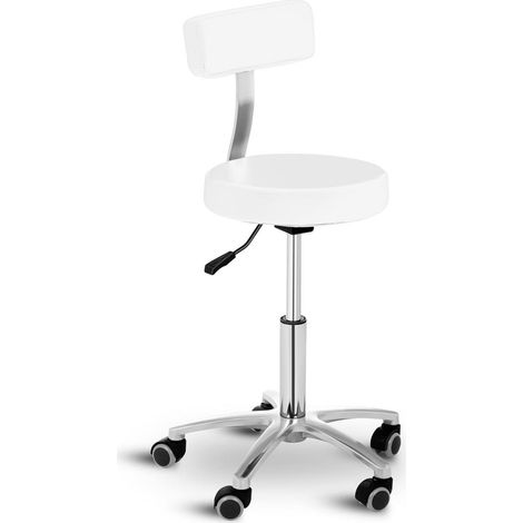 Taburete con ruedas con respaldo blanco 140003742