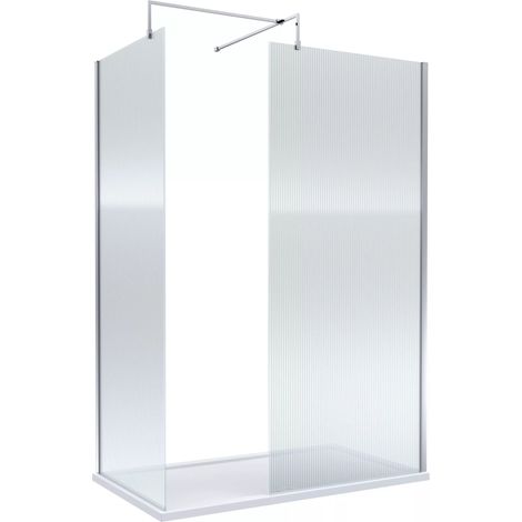 Balterley 1400x800 Fluted Wetroom Screen, Tray & Waste