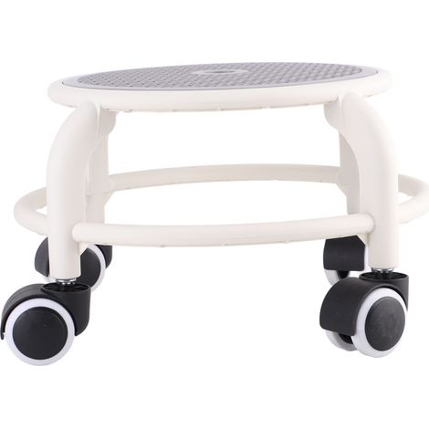 Tabouret bas rond roulant confortable, roulettes universelles, tabouret mobile mini, capacité de charge élevée, pour maison, gris (1/5)