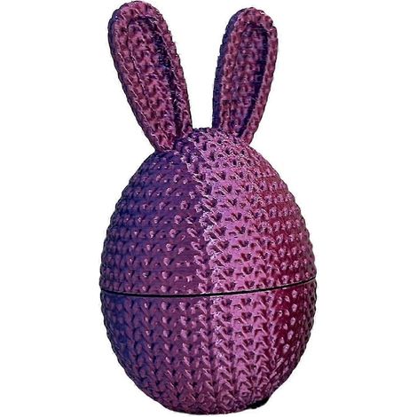 Œuf de Pâques imprimé en 3D (1 pièce, rouge et bleu) Œuf de Pâques pré-rempli avec lapin à l'intérieur d'un panier de Pâques (1/5)