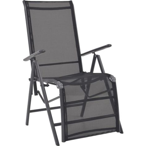 Sunlounger  Black  Aluminium  Medium  Adjustable Armrests vidaXL (1/5)