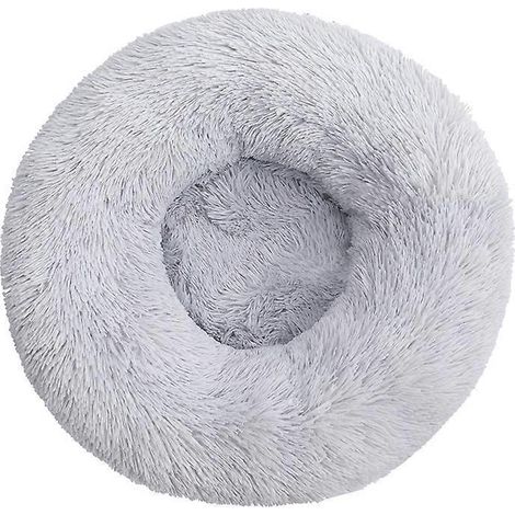 Panier doux pour chat, panier rond lavable en peluche en forme de chat, coussin antidérapant en coton PP pour chien, pouf apaisant pour chaton (50 x 20 cm) (1/5)