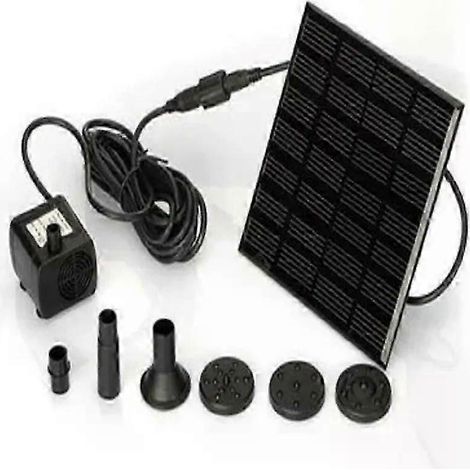 Fontaine solaire de jardin avec pompe à eau et cascade, fontaine solaire carrée pour oiseaux, avec 4 buses. (1/4)