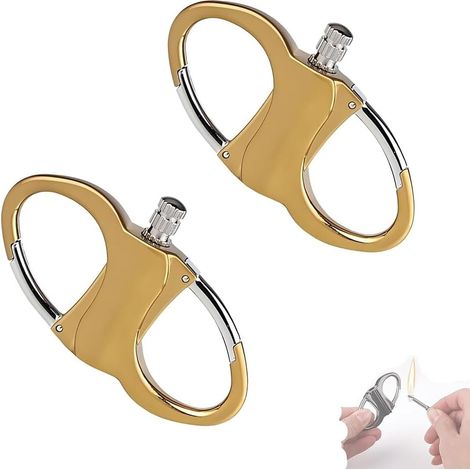 Briquet Porte Clés, Allumettes étanches, Kit D'allumage d'urgence Portable for L'alpinisme, Kit D'allumage de Feu en Pierre et Acier for Camping, Voiture et Maison(Gold+Gold) (1/5)