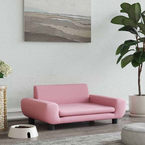 Panier pour chien rose en velours 70x45x33 cm