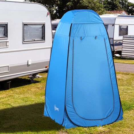 Tenda doccia portatile con borsa per il trasporto, per bagno e toilette, 120x120x190 cm, blu.