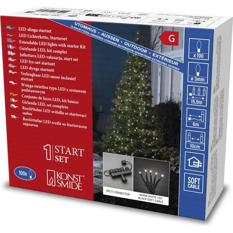 Système Compact à Micro LED Kit de Base Guirlande Lumineuse, Plastique, 3 W, Or, 1590 x 1 x 1 cm