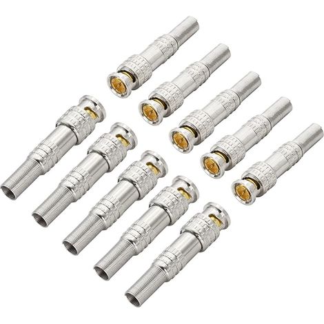 Connecteurs coaxiaux mâles BNC, paquet de 10 caméras de surveillance RG59 RG6 câbles coaxiaux de transmission vidéo prise Q9 vers câble coaxial RG59 pour caméra de vidéosurveillance (1/5)