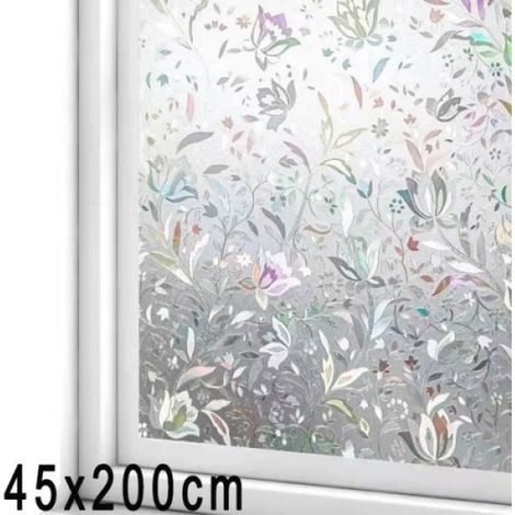 Film Pour Fenetre - PVC Transparent - Motif Tulipes - Protection Intimite Electrostatique - 45 x 200 cm - 1 Unite (1/4)
