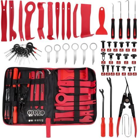 158 Pièces Outils de Levier Universels pour Voiture, Outils de DéMontage de Garnitures Trousse, Outil Demontage Garniture avec Broches de Retenue, Ensemble à Pince Et Extracteur D’Attaches (1/5)