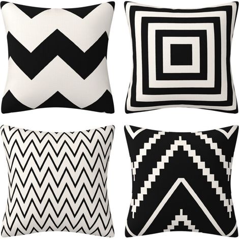 4 Pcs Housses de Coussin 45 x 45 cm, Carré Décoratif Taie d'oreiller Canapé Housse Coussin Noir et Blanc Imprimé Motif Animal Mingon Lin Décoration Maison pour Chambre Salon Bureau (1/5)