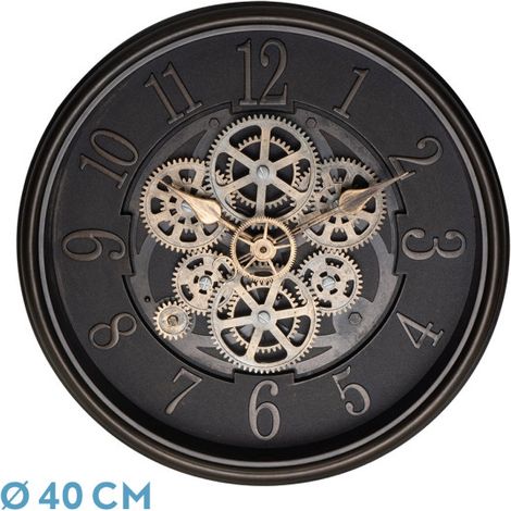 ARDALES orologio da parete in pelle marrone 40x40x7 cm ingranaggi con movimento