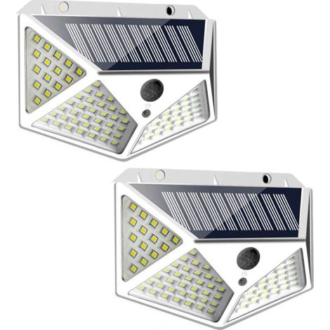 2Pcs 100 LED Solar Power Motion Sensor Waterproof Outdoor Wall Light Garden Light (1/5)