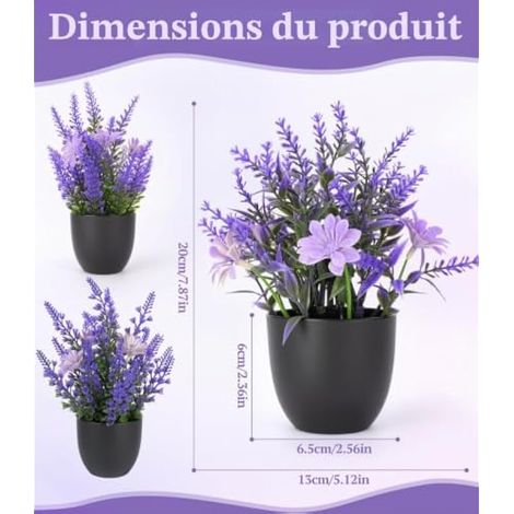 3 Pieces Plantes Artificielle en Pot Mini Plastique Faux Plantes Lavande (1/4)