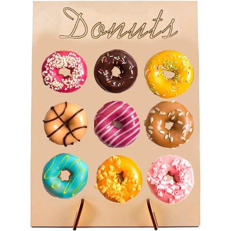 Présentoir À Donuts - Support En Bois Massif Avec 9 Tiges - Pour Mariage Et Événements Spéciaux - 1 Pièce