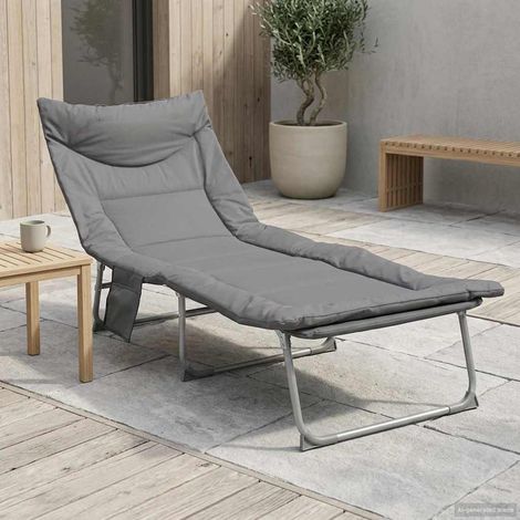 vidaXL Folding Sun Lounger with Cushion Anthracite