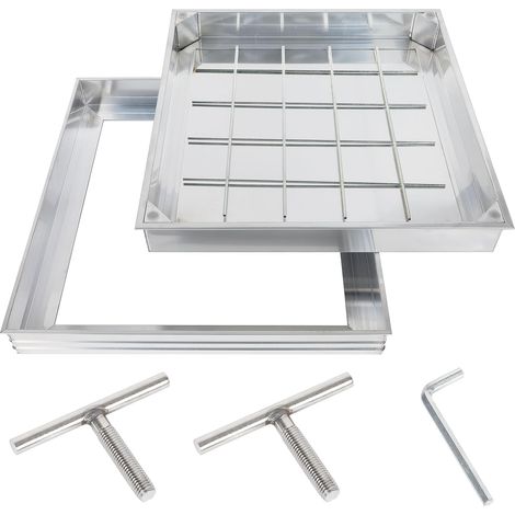 Couvercle de regard 500x500x55mm,Alliage d'aluminium Couvercle de Regard Encastré et Cadre,Couvercle d'inspection Invisible avec Poignées pour Patios,Jardins,Cours,Sous-sols (1/5)