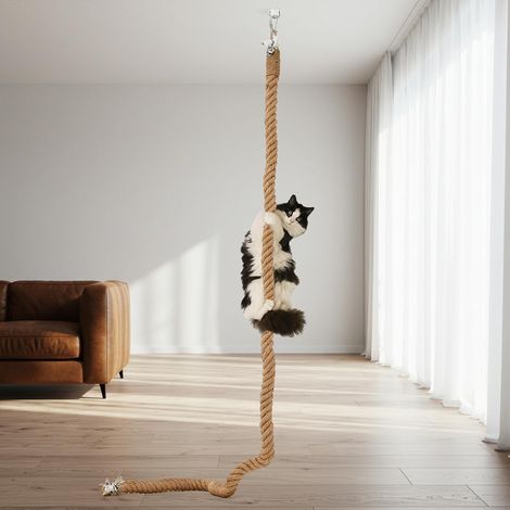 Corde d'escalade pour Chat avec Crochet - Fixation Murale - 5 cm x 2,7 m - pour intérieur et extérieur (1/5)