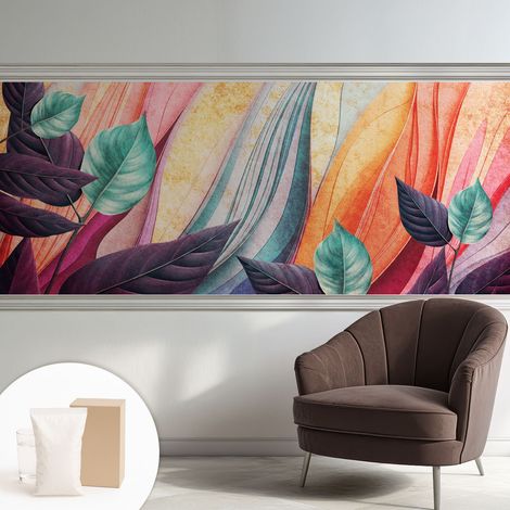 Tapete Vliestapete mit Kleber- abwaschbar - Raumgestaltung Schlafzimmer Wohnzimmer Tapete Abstrakte Blätter 250x104 cm (1/5)
