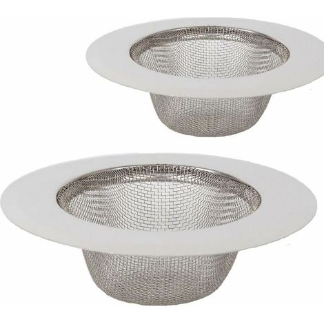 Filtre en acier inoxydable, filtre de vidange d'évier, tamis filtrant, filtre de douche, de baignoire ou d'évier de cuisine, ensemble de 2 pièces de milieu à mailles fines (1/5)