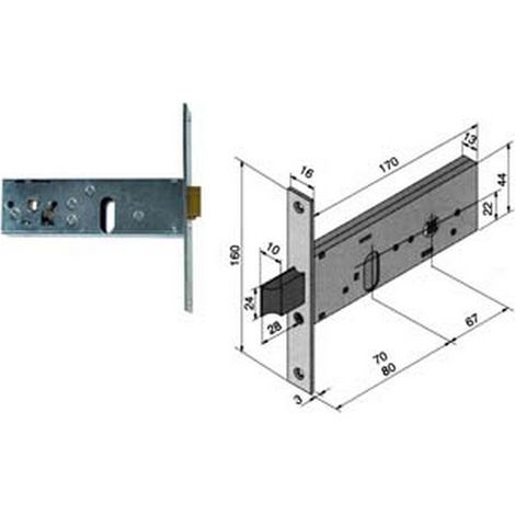 1PZ SERRATURA INFILARE FASCE CATENACCIO SCROCCO MM.44 H 130 mm80