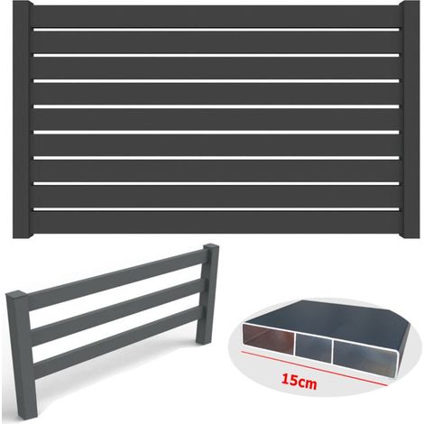 Listone doga AluMIA 150 Alluminio colore Antracite 15x180cm spessore 20mm profili per recinzioni frangivento staccionate