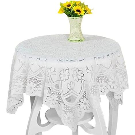 Nappe lavée avec dentelle, tissu imperméable, nappe, linge de table, entretien facile, jardin, chambre, décoration de table (1/5)