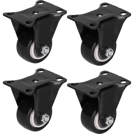 Lot de 4 roulettes robustes de 40 mm de diamètre pour chariots, valises, boîtes à outils, noir (1/5)