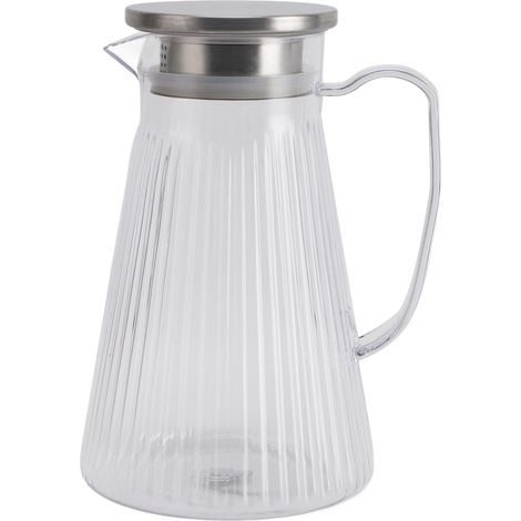 Wasserkrug mit Deckel und Griff, 1500 ml, aus hitzebeständigem, transparentem Acryl, für Limonade, Milch, Eistee, heiße oder kalte Getränke. Modell 1 (1/5)