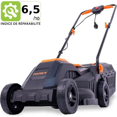 Tondeuse à Gazon électrique Filaire Poussée - FUXTEC FX-RME33 - 9Kg, Largeur 33cm, Bac De Ramassage 30L, Hauteur de Coupe 20-60mm, 1200Watt - 220V