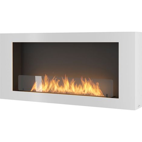 Camino a Bioetanolo da Parete 120x56x16,5 cm Murall 1200 Bianco con Vetro (1/5)