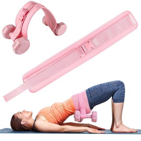Cinturón de pesas para la cintura - Cinturón de peso para glúteos - Realiza ejercicios de cadera - Ajuste regulable - Talla única - Rosa (1/5)