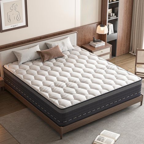 Matelas à ressorts ensachés 22cm/25cm d’épaisseur – 7 zones de confort en mousse mémoire – Respirant et Confortable 160x200x25 cm