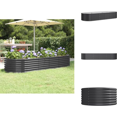 Hochbeet Pulverbeschichteter Stahl 224x80x36 cm Anthrazit - Hochbeet - Pflanzenbehälter - Gartenmöbel - Balkonpflanzen - Stahltanks (1/5)