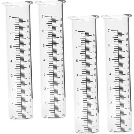 4 pluviomètres décoratifs gradués pour pelouse, avec tube de mesure et support, pour une utilisation extérieure (1/5)