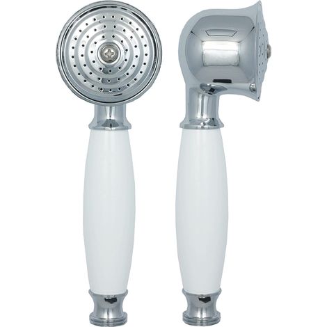 CCYKXA Bathroom Shower Head Complete Anti-Limescale Shower Head with White Ceramic Handle Silver Shower Head (1/5)