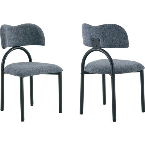 Set de 2 sillas de comedor tapizadas en tejido con estructura de metal negro MODENUIT (1/5)