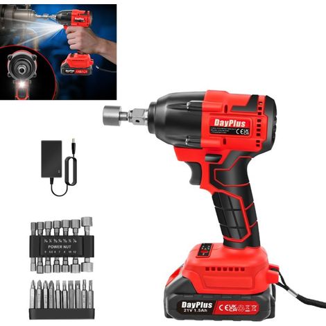 Llave de impacto profesional sin escobillas, 320Nm, 2 velocidades, batería de larga duración, uso versátil